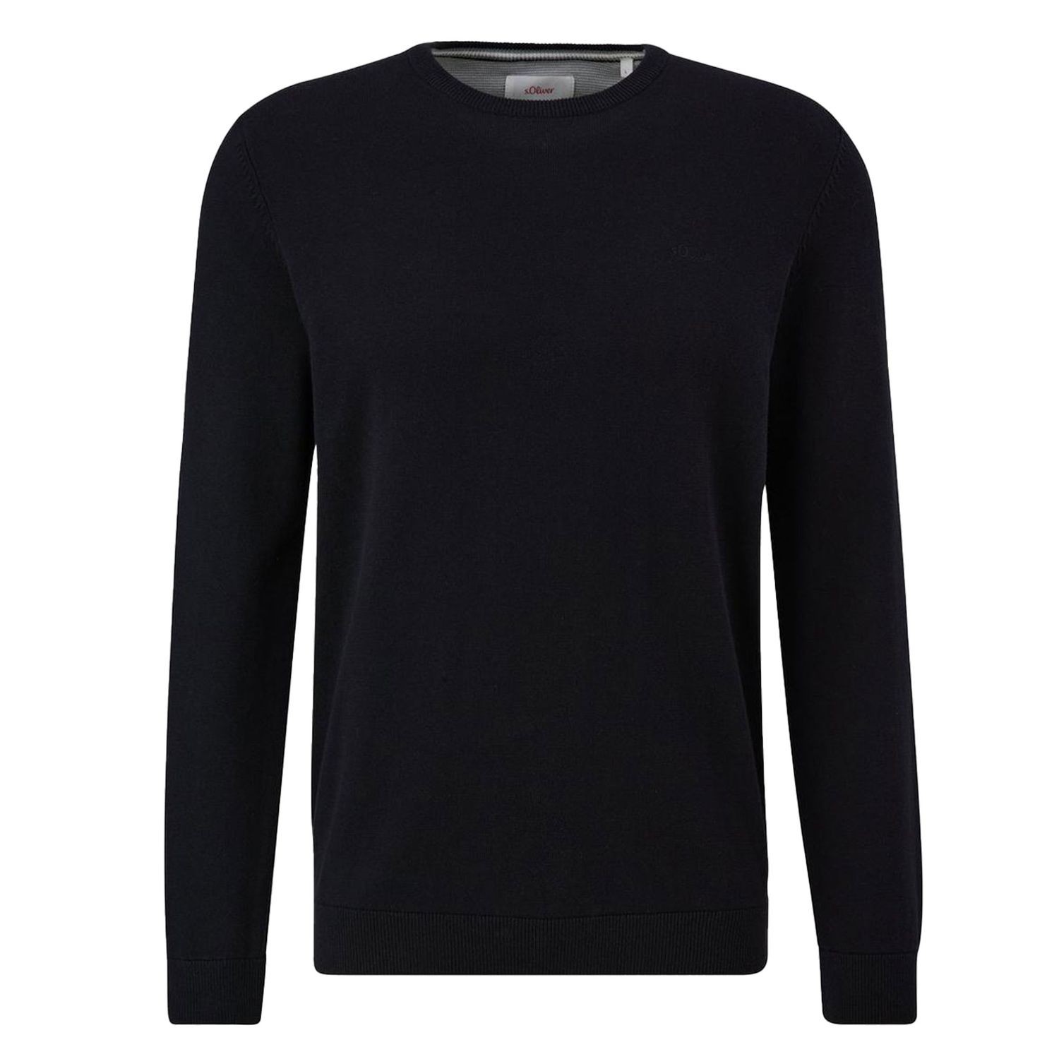 S.OLIVER Herren Pullover Fein-Strick Pulli Rundhals-Ausschnitt gesticktes Logo