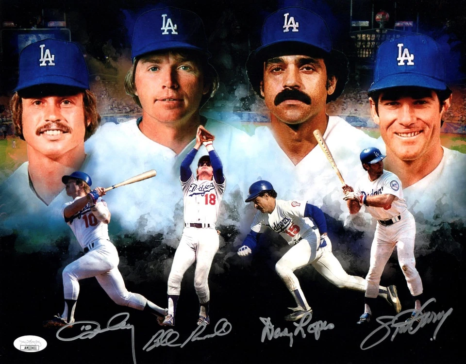 Dodger Infield Signed Autographed 11X14 Photo Ron Cey Lopes Russell Garvey JSA A