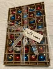 Kat & Annie 40 Mini Christmas Ornaments New w/box Red & Blue Unique Designs