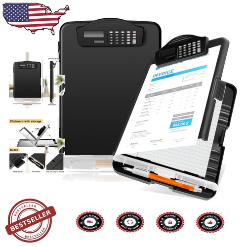 Leather Conference Folder Zippered Business Document Case With Calculator Clipboard Multiple Pocket Card Holder Pen Slot - View #13