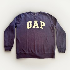 GAP Men  s Navy Logo Crewneck Sweatshirt Small Fleece Pullover Classic