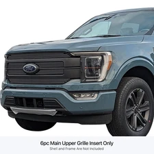 For Ford F-150 2021-2022 APG 6-Pc Black 8x6 mm Horizontal Billet Main Grille