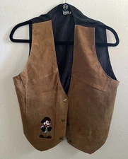 Mickey Mouse Unlimited Suede Leather Vest, Size M/L. Mickey Mouse Cowboy.