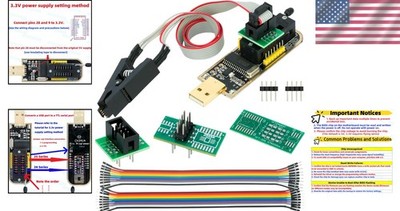 User-Friendly CH341A Programming Tool with USB & SOIC8 Clip for