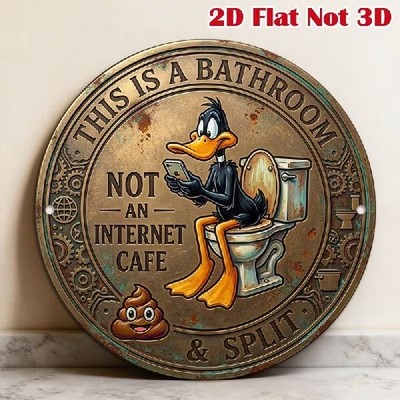 Blechschild rund Badezimmer kein Internetcafe Vintage Metallschild TEL5288