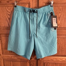 Spyder Mens Medium Swim Trunks Turquoise Zip Pocket Quick Dry Lined Breathable