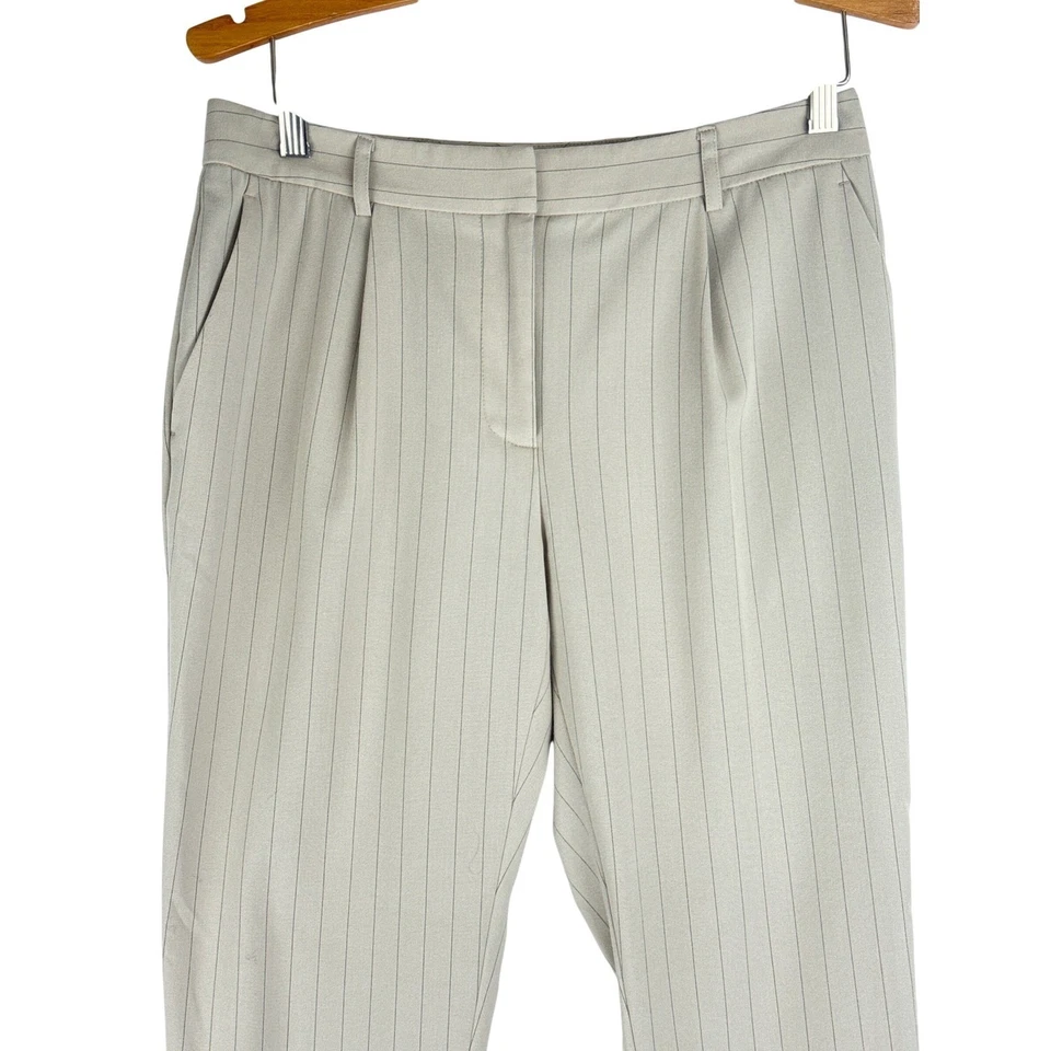 Pantalones plisados a medida DKNY beige, azul a rayas talla 6P para mujer Foto 4 de 4