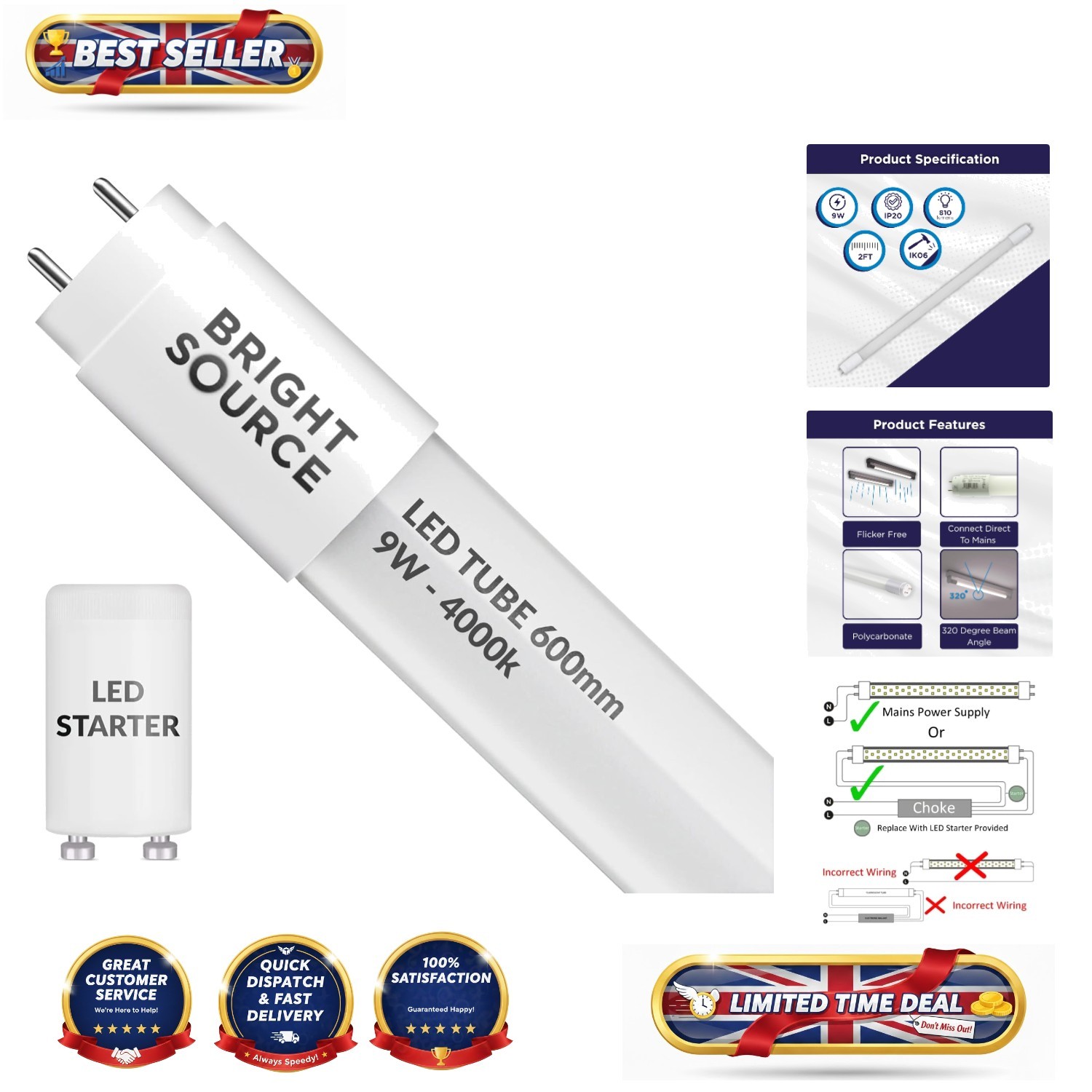 Upgrade Your Lighting: 2ft LED T8 Tube, 9W Cool White for Fluorescent Retrofit