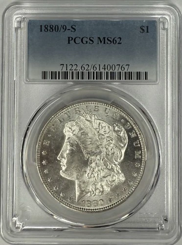1880/9 S Morgan Silver Dollar $1 PCGS MS62‼️POPULAR OVERDATE W/ STRONG STRIKE‼️