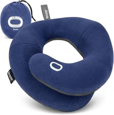 BCOZZY Travel Neck Pillow for Airplane – Patented Double Support for Head, Nec