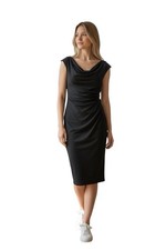 LK Bennett Davina Dress UK 12 Black Pencil Shift Cowl Neck Office Work Occasion