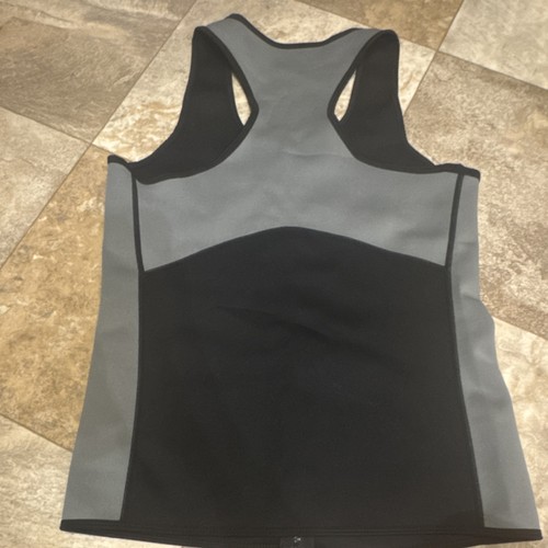 Slim & Trim Sauna Anzug Weste XL schwarz grau Reißverschluss Polyester Neopren ärmellos - Bild 4 von 4