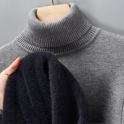 New Men Knitted Turtleneck Sweater Style Anti Pilling Slim Long Sleeve Pullover