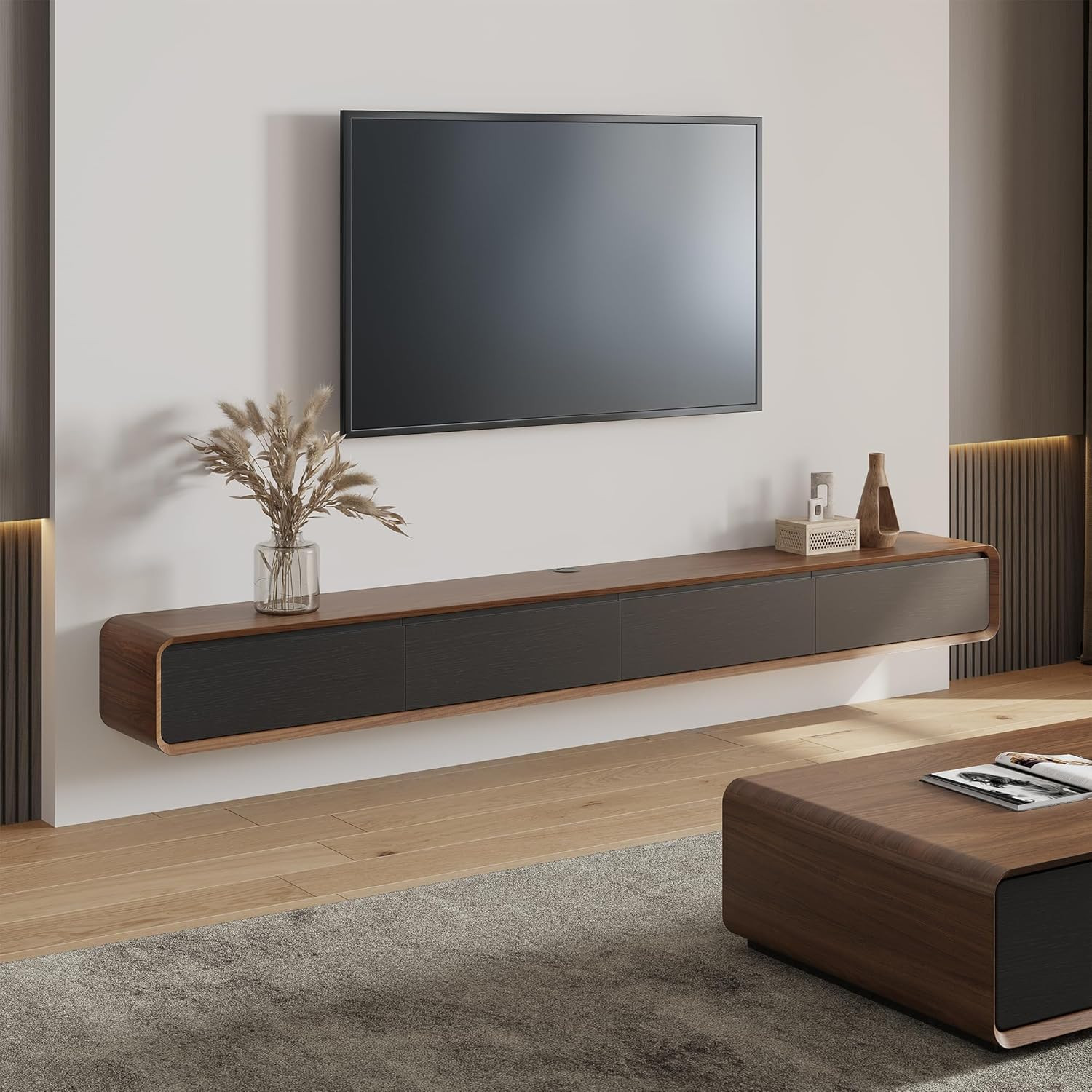 With 4 Cabinets - Minimalist Wall-mounted Design
