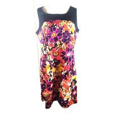 D B Y Women's Dress Size 12 Orange Black 1960's Retro Design Sleeveless Shirt...