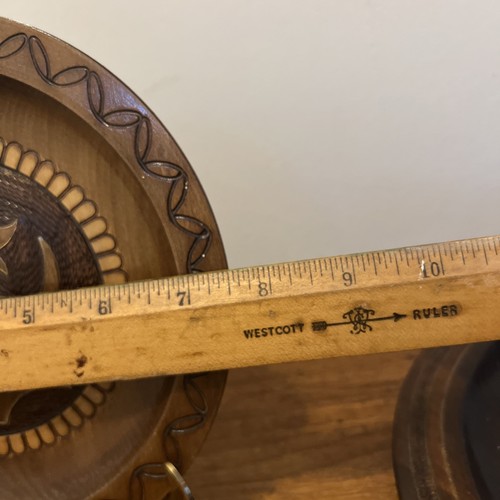 Vintage 1960's Hand Carved Wooden Plate with Brass Inlay, Made in Poland 7.5” - Picture 6 of 14