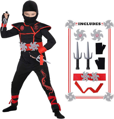 Ninja Kostüm Kinder, 13 Stück Faschingskostüme Kinder Mit Ninja-Kleidung Und Waf