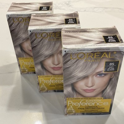 3x L'Oreal Paris Superior Preference Permanent Hair Color, 8S Soft Silver Blonde