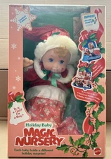 Mattel 1991 NIB Magic Nursery Holiday Baby 12" Vinyl & Cloth Soft Body Doll