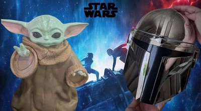 NEU IN DER HAND The Mandalorian and Grogu Popcorn Eimer und Helm Eimer Konvolut!!