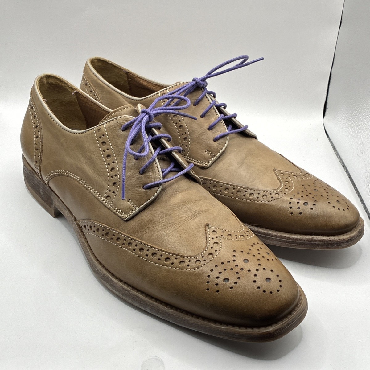 Johnston & Murphy Tan and Cream Wingtip Oxfords Johnston & Murphy M Wingtip Dress Shoes for Men for sale | eBay main image 4