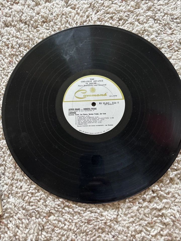 CAROUSEL 1962 NM Alfred DRAKE Roberta PETERS Command RS 843 SD Stereo LP Rodgers — 第 2/4 张图片