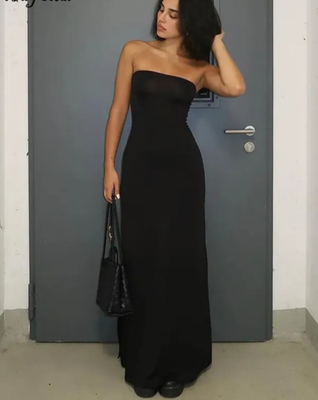 tube bodycon midi dress White Strapless Bodycon Midi Dress Elegant Tube Dress for Women Connie Pena