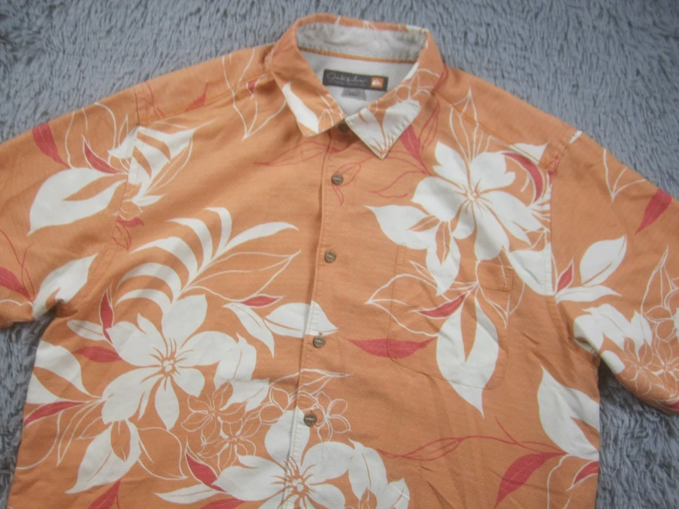 Camisa Quicksilver Para Hombres XXL Abotonada Naranja Hawaiana Manga Corta Waterman Foto 2 de 4