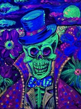 Psychedelic Skeleton Original Black Light Paint Neon Halloween MBollen Artist