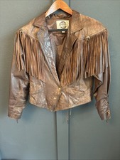 Vintage G-III Global Leather Western Brown Fringe Leather Jacket Medium Cowgirl