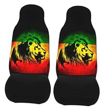 Jamaican Lion Flag Pattern Car Seat Covers 2 Pcs Front Seat Protector Cover