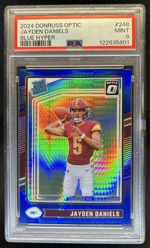 2024 Panini Donruss Optic Jayden Daniels Blue Hyper Rated Rookie #248 PSA 9