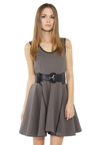 Mackage ärmellos Rock GRAU Kleid WRDK-D031 Rundhalsausschnitt schwarz Leder NEU - Bild 1 von 4