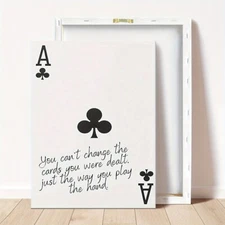 1pc Poker Painting Poker Cardboard Canvas Print Unique Room Decoration - Framed