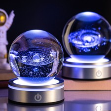 Lampada Notturna Creativa a Sfera di Cristallo Luminosa con Intaglio 3D | Decora
