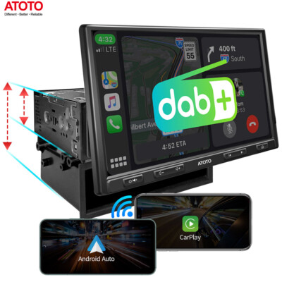 ATOTO 10.1 Zoll Autoradio 1 DIN GPS Eingebautes DAB/DAB+ Carplay & Andraiod Auto