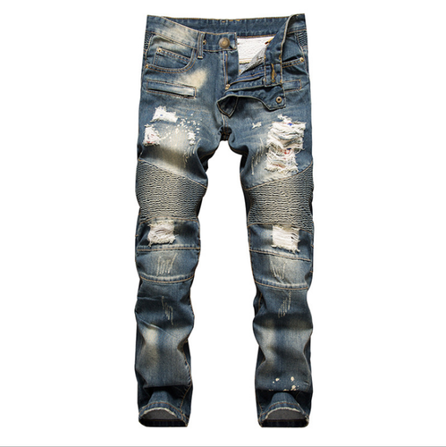 Herren Stretch Ripped Skinny Jeans Distressed Ausgefranst Slim Fit Biker Denim Hose - Bild 2 von 12