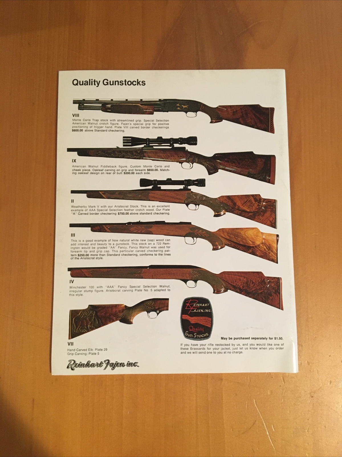 Vintage Reinhart Fajen Inc. Gun Stock Catalog No. 83 eBay