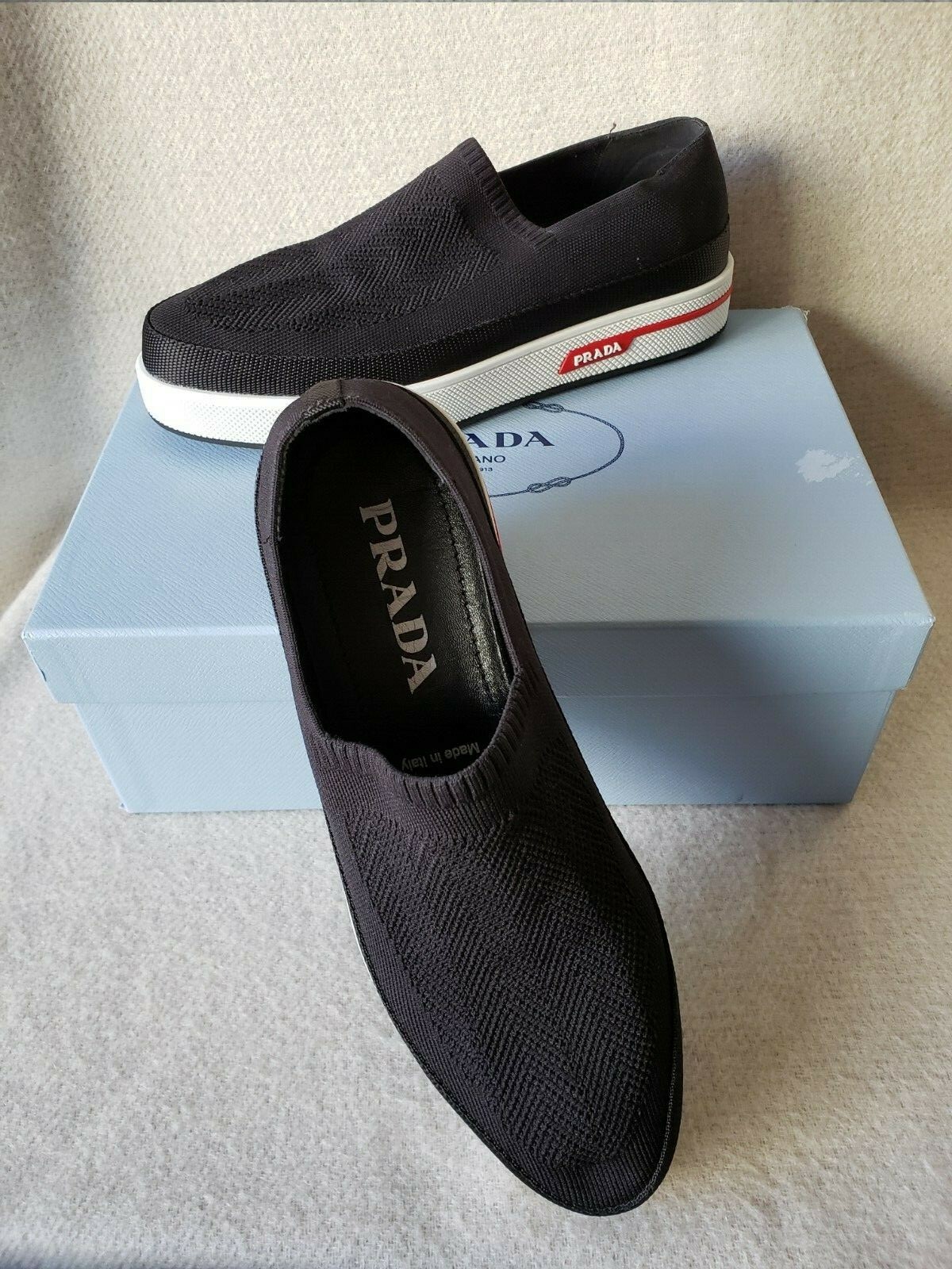 prada nylon slip on sneakers