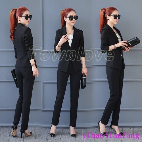 Women Formal Pant Suit for Weddings Party 2PCS Coat Office Uniform Suit SZ - Picture 8 of 14
