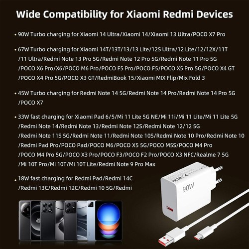 90W USB C Ladegerät für Xiaomi 15 Ultra 15 Pro 14T 14 14 Ultra 13T Redmi Note - Zdjęcie 11 z 18