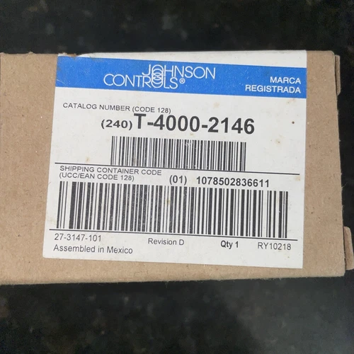 JOHNSON CONTROLS T-4000-2146 THERMOSTAT BEIGE COVER W/ THERMOMETER 3-18" L 2-1/1