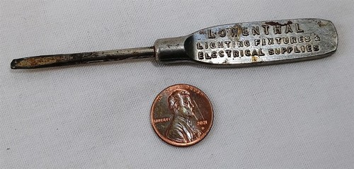 Small Vintage Embossed Metal Handle Screwdriver Lowenthal Advertising - Picture 2 of 5