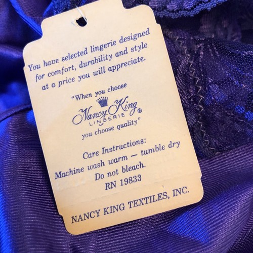 Nancy King Lingerie Purple Size Medium Lace Non Cling Gown Vintage New Old Stock - Picture 12 of 12