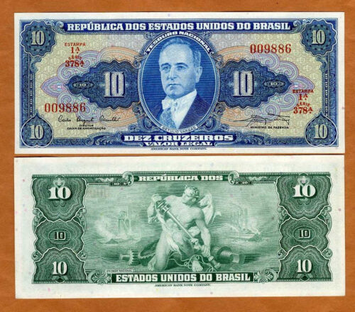 Brazil, 10 cruzeiros, ND (1961) P-167a, UNC Allegory of Industry - 第 1/1 張圖片