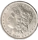 RARE VAM-LIKELY HI-GRADE BU/AU++ 1889-P MORGAN SILVER $1 LITE GOLD TONING TONED