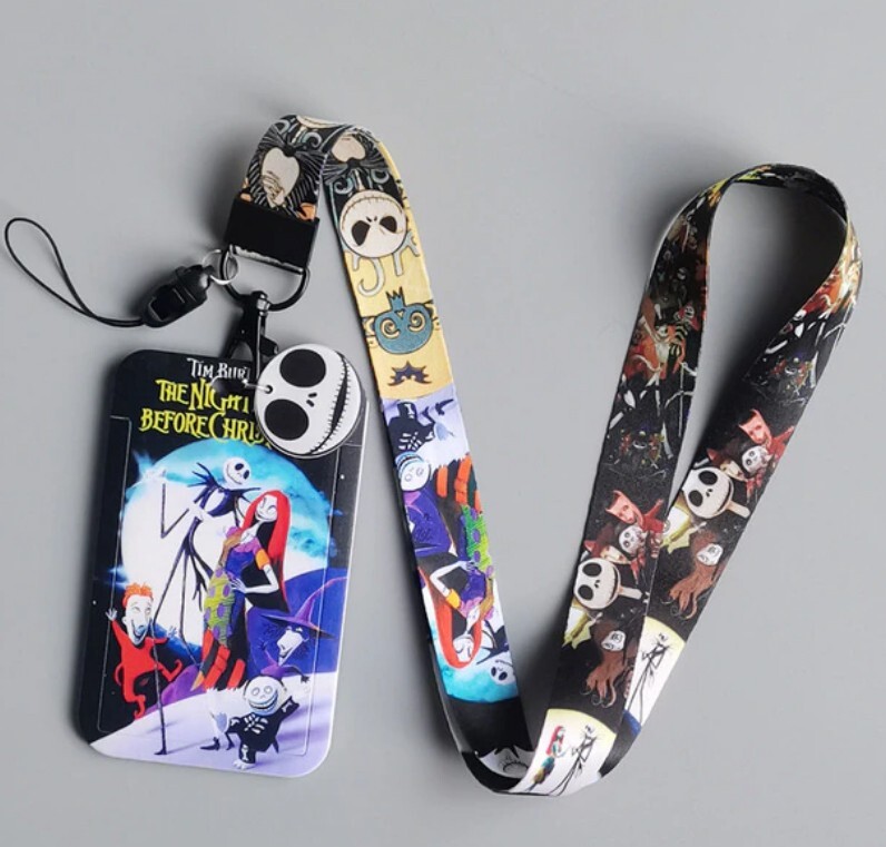 Disney Nightmare Before Christmas Lanyard - Jack Skellington & Sally ID Holder Keychain