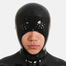 FURRJOI Cappuccio Maschera Cieca Silicone Nero con Occhio Traforato per Cosplay Fetish