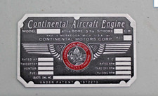 C85, Continental Motors Engine Data Plate, Aeronca, Piper Cub, Cessna 140 #1 C85, Continental Motors Engine Data Plate, Aeronca, Piper Cub, Cessna 140 #1