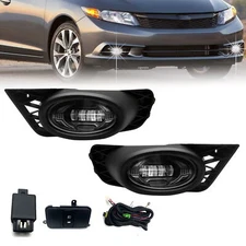 LED Fog Lights Front Bumper Lamps For 2009 2010 2011 Honda Civic 4DR Sedan